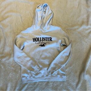 white hollister logo hoodie